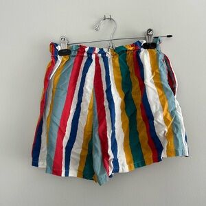 Pepa love xs Colorful Striped Women's Shorts with pockets and elastic waist